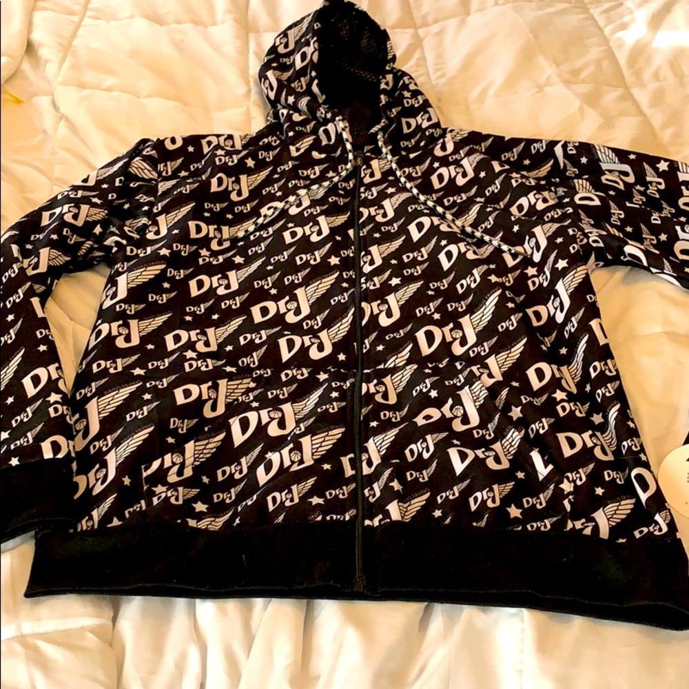 Julius Erving (Dr J) basketball hoodie zipup, Sz L